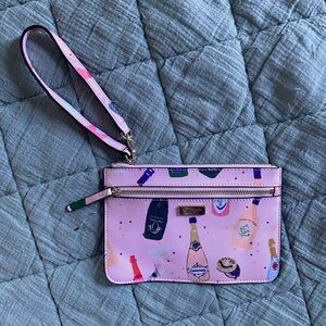Kate Spade Champagne Bottles Pink Wristlet Wallet